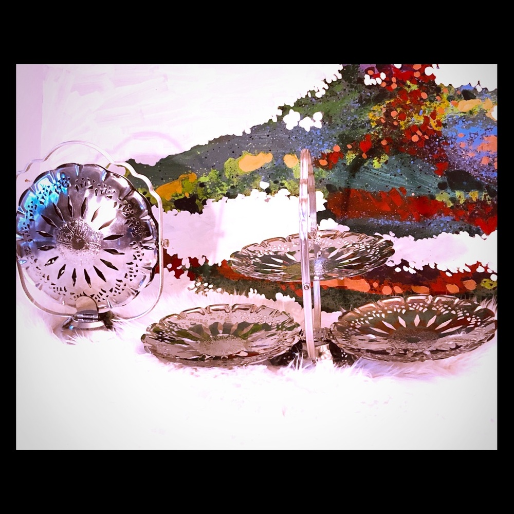 Silver Vintage Clam Shell Serving Trays